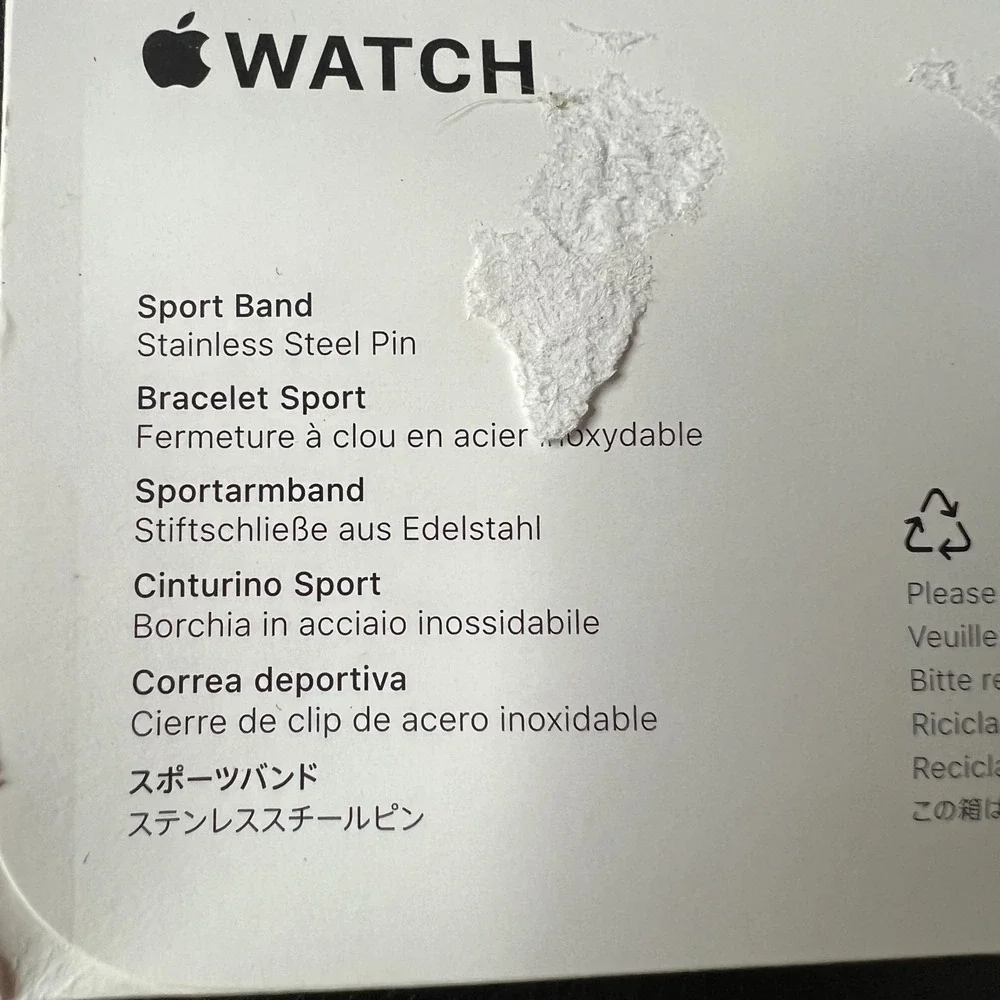 Apple Watch Sport Band 40mm Starlight Off White S M New Sealed OEM Genuine Apple